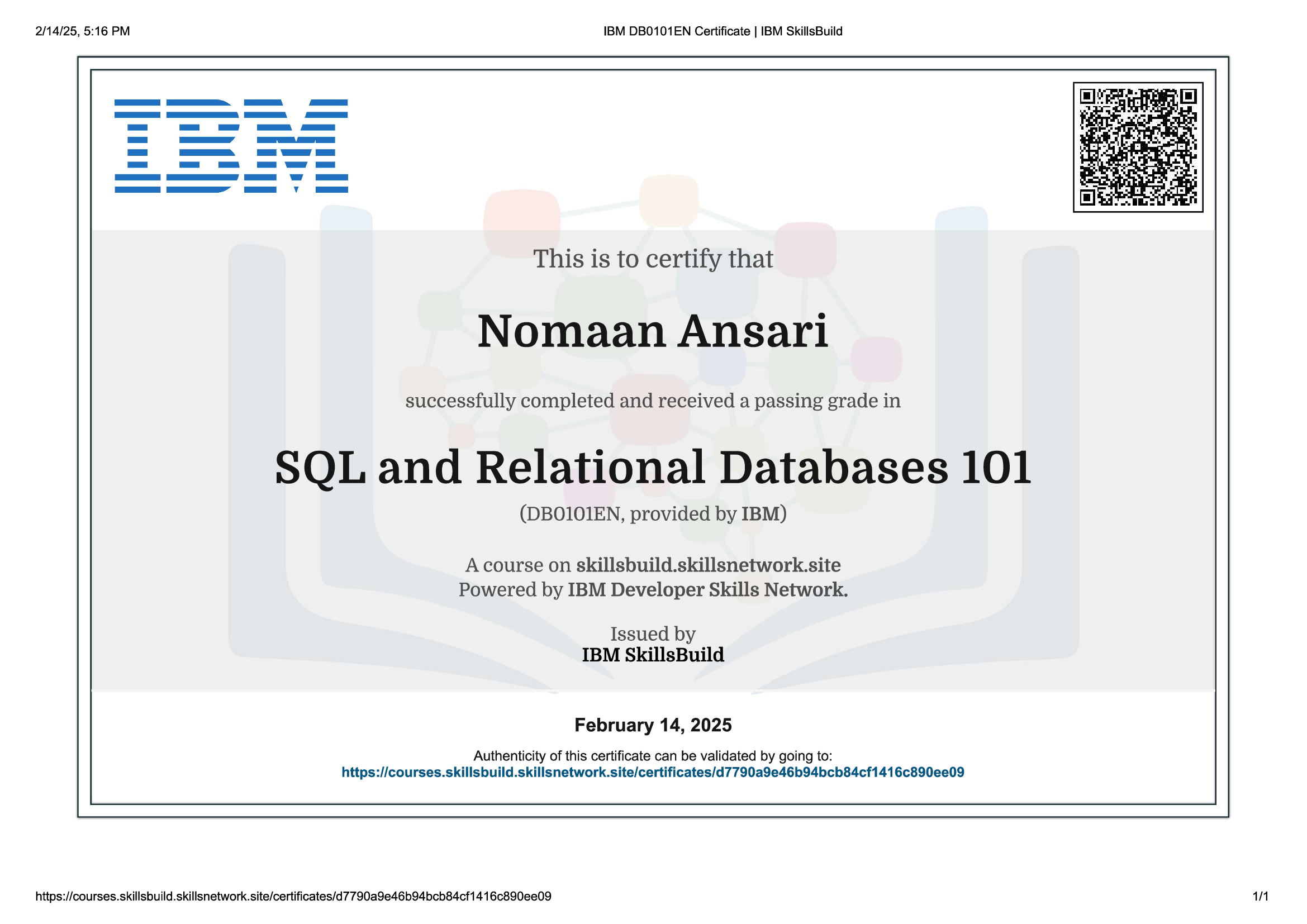 Certificates